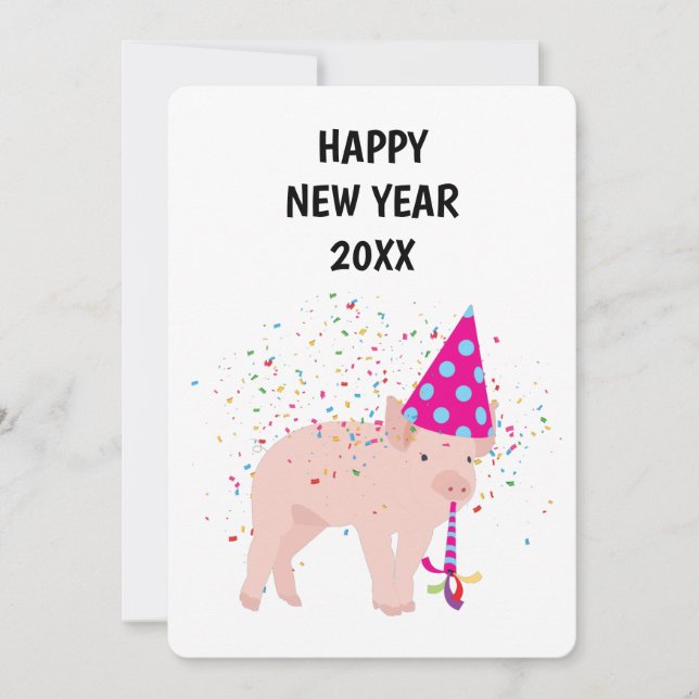 Fiesta de cerdos - Tarjeta de Año Nuevo para festi (Anverso)
