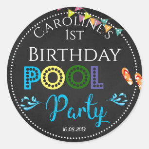 Fiesta de Chalkboard Pool Primer Pegatina de Cumpl