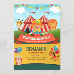 Fiesta de circo de invitación al cumpleaños del Ca