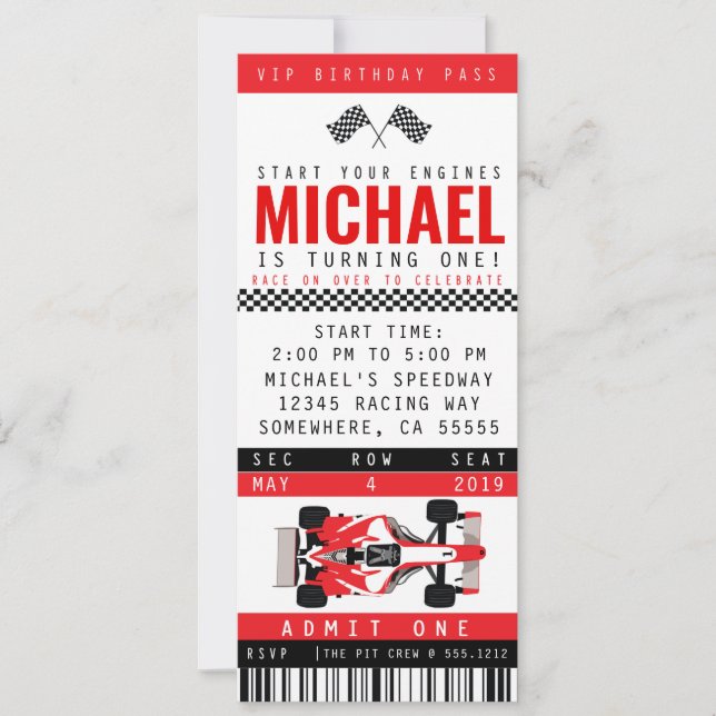 FIESTA DE COCHES DE CARRERAS INVITACIÓN (Anverso)