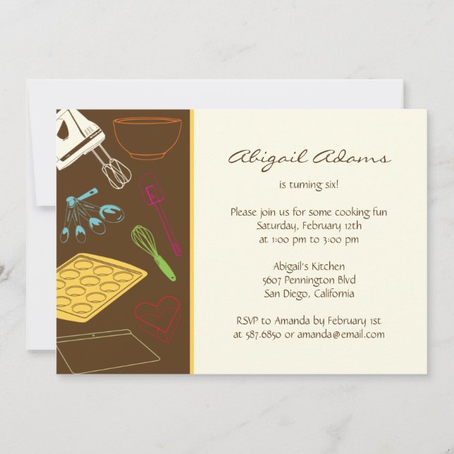 Fiesta de cocina - Invitación a fiesta de cumpleañ (Anverso)