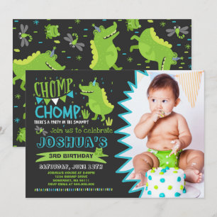 Fiesta de cocodrilos de invitación de cumpleaños d