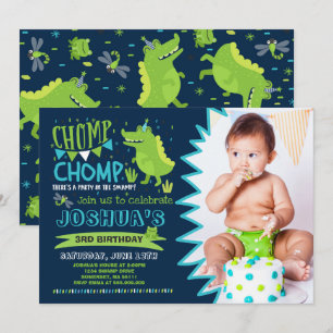 Fiesta de cocodrilos de invitación de cumpleaños d