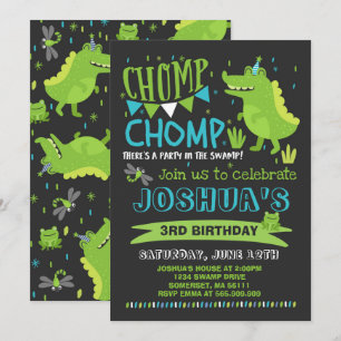 Fiesta de cocodrilos de invitación de cumpleaños d