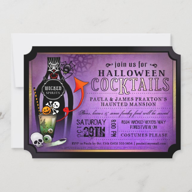 Fiesta de cócteles de Halloween bebe invitación mo (Anverso)