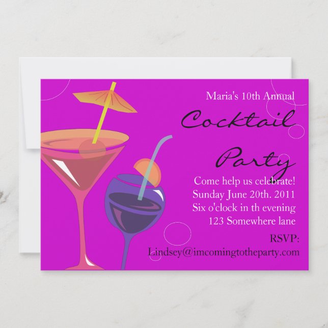 Fiesta de cócteles Invitación de cumpleaños feliz  (Anverso)