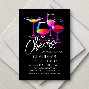 Fiesta de cócteles Saludos Invitación de cumpleaño