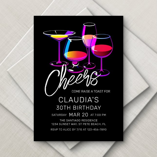 Fiesta de cócteles Saludos Invitación de cumpleaño (Subido por el creador)