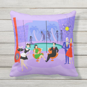 Fiesta de cócteles trópico retro almohada exteri