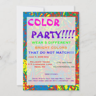 Fiesta de color Mess caliente Invitación Multicolo