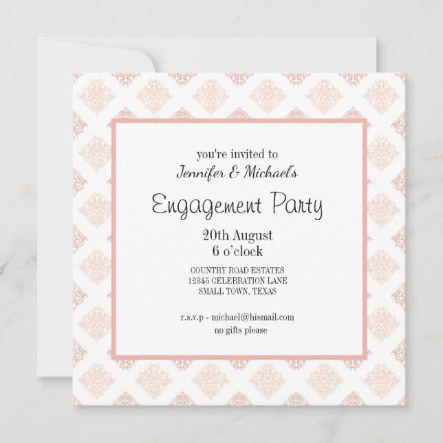 Fiesta de compromiso Peach Blush Damask (Anverso)