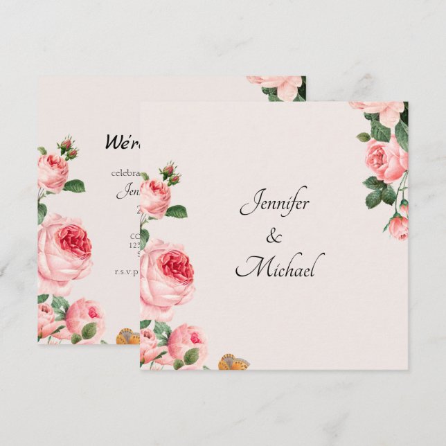 Fiesta de Compromiso Rosa Sonrojado (Anverso / Reverso)