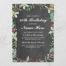 Fiesta de Cumpleaños 40.ª Invitación Rustica ChalK