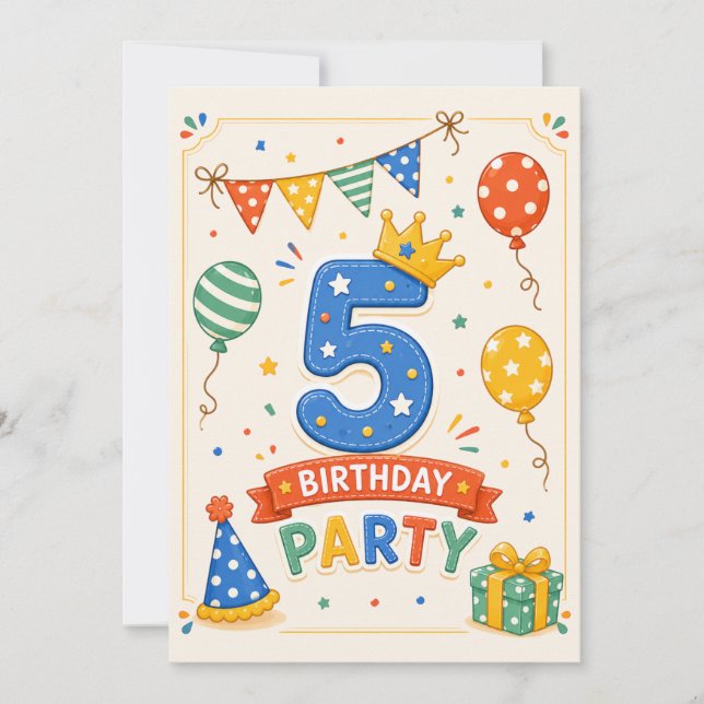 Fiesta de cumpleaños 5 divertida y personalizada (Anverso)