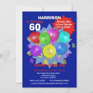 Fiesta de cumpleaños 60.ª invitación personalizada