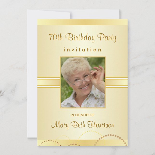 Fiesta de cumpleaños 70 - Invitaciones a Personali (Anverso)