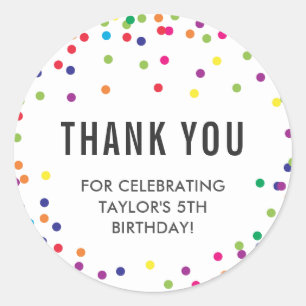 Fiesta de cumpleaños arcoiris gracias Pegatinas