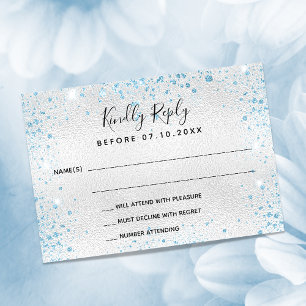 fiesta de cumpleaños azul de plata RSVP