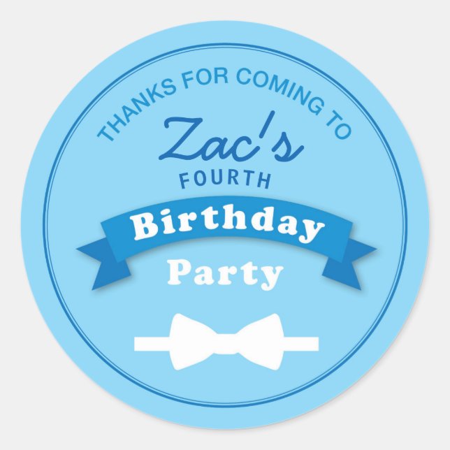 Fiesta de cumpleaños Bow Tie Gracias Pegatina (Anverso)