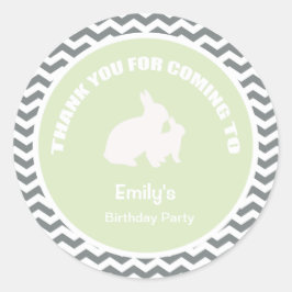 fiesta de cumpleaños Bunny gracias pegatina verde