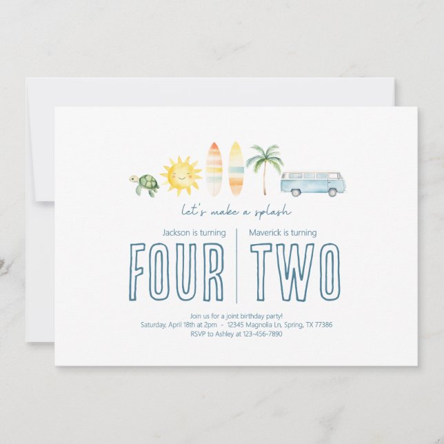 Fiesta de cumpleaños conjunta - Invitación a un te (Anverso)