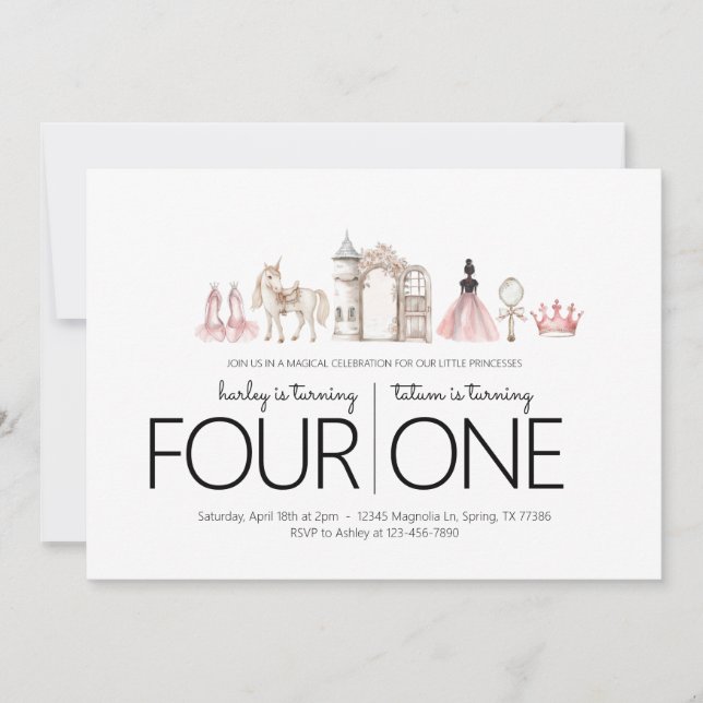 Fiesta de cumpleaños conjunta - Invitación temátic (Anverso)