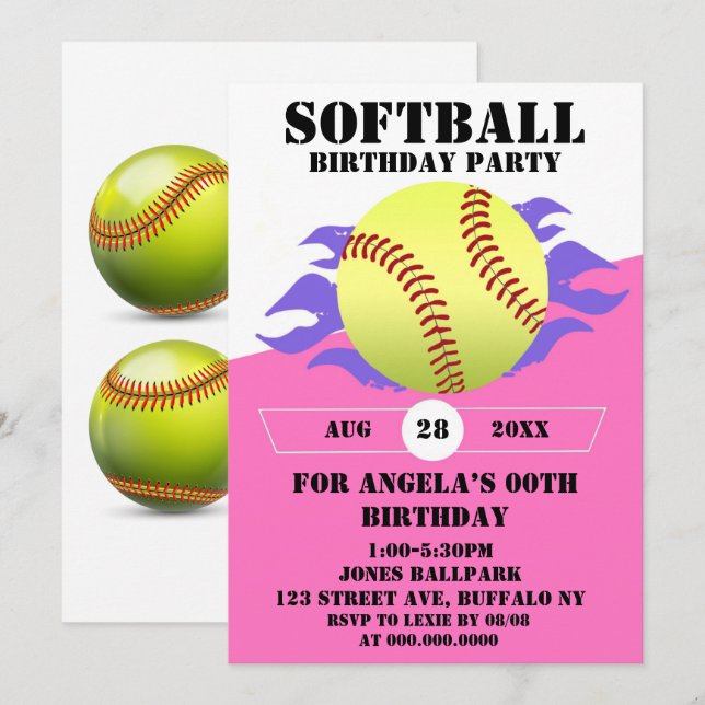 Fiesta de cumpleaños contra incendios de Softball (Anverso / Reverso)