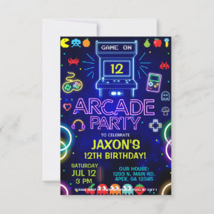 Fiesta de cumpleaños de Boy Arcade, invitación a j