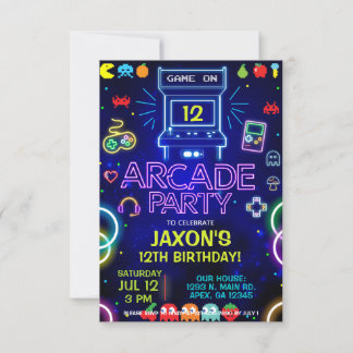 Fiesta de cumpleaños de Boy Arcade, invitación a j