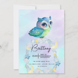 Fiesta de Cumpleaños de Búho Linda Invitación Ador