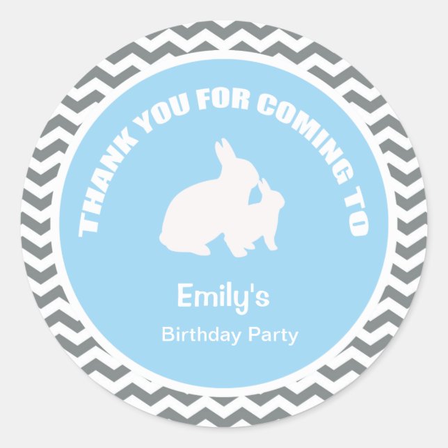 fiesta de cumpleaños de Bunny gracias pegatina azu (Anverso)