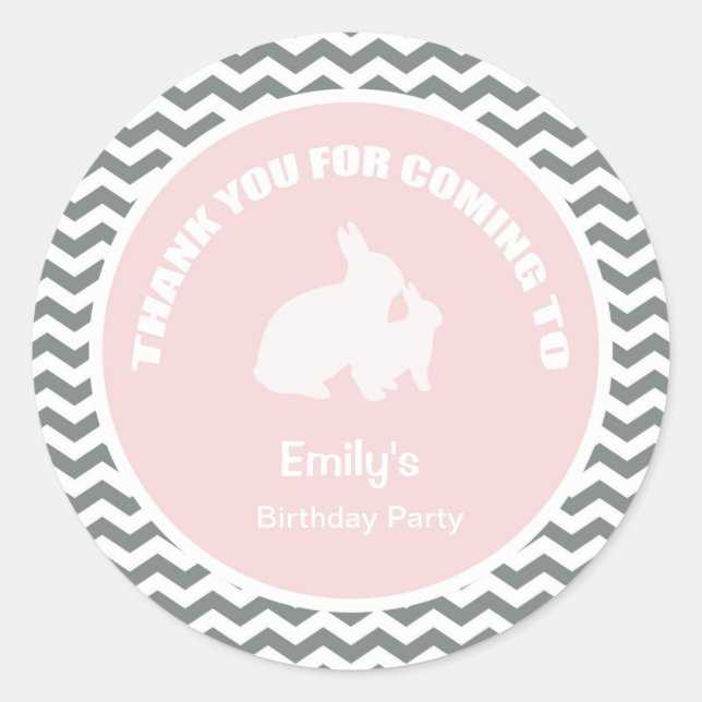 fiesta de cumpleaños de Bunny gracias pegatina ros (Anverso)