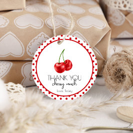 Fiesta de cumpleaños de cereza Gracias etiqueta de