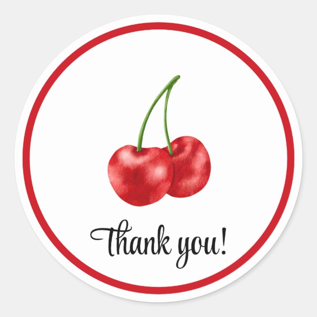 Fiesta de cumpleaños de cereza Gracias etiqueta de (Anverso)