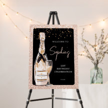 Fiesta de cumpleaños de champán burbujeante de oro