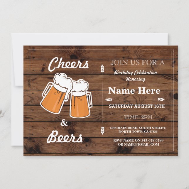 Fiesta de cumpleaños de CHEERS & BEERS Invitación  (Anverso)