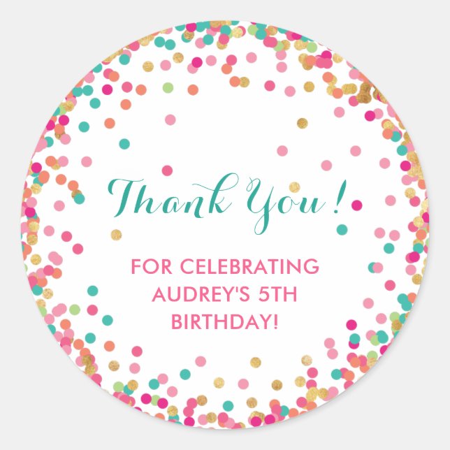 Fiesta de cumpleaños de chicas Gracias Pegatinas (Anverso)