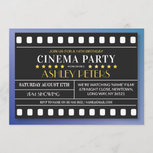 Fiesta de cumpleaños de cine Invitación a película