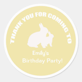 Fiesta de cumpleaños de conejo gracias pegatina am