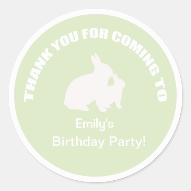 Fiesta de cumpleaños de conejo gracias pegatina ve (Anverso)