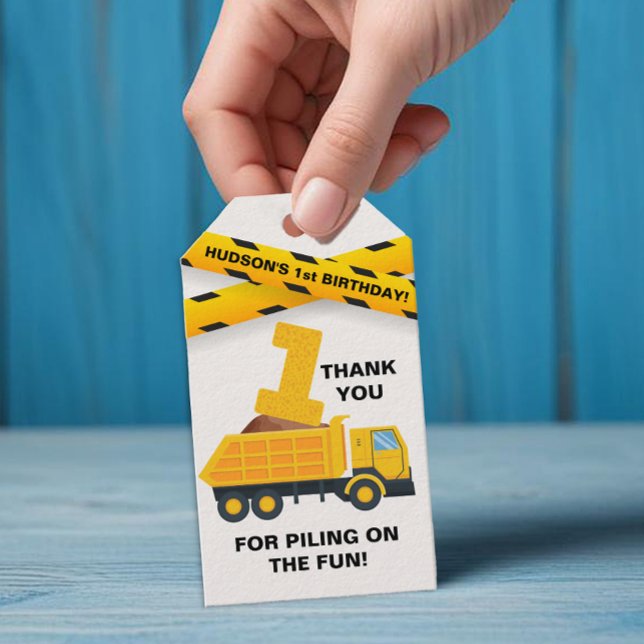 Fiesta de cumpleaños de construcción Etiqueta de a (1st Birthday Favor Tag)
