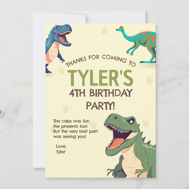 Fiesta de cumpleaños de dinosaurio - Tarjeta verti (Anverso)