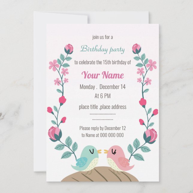 fiesta de cumpleaños de flores de primavera de los (Anverso)