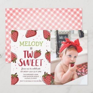 Fiesta de cumpleaños de fresa ・  Dos invitaciones 