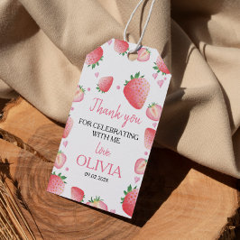 Fiesta de cumpleaños de fresa etiqueta de agradeci
