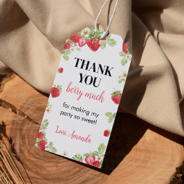 Fiesta de cumpleaños de fresa etiqueta de agradeci