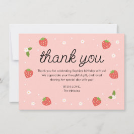 Fiesta de cumpleaños de fresa - Tarjeta de agradec