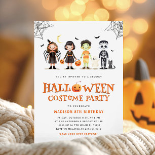 Fiesta de cumpleaños de Halloween Invitación de ni