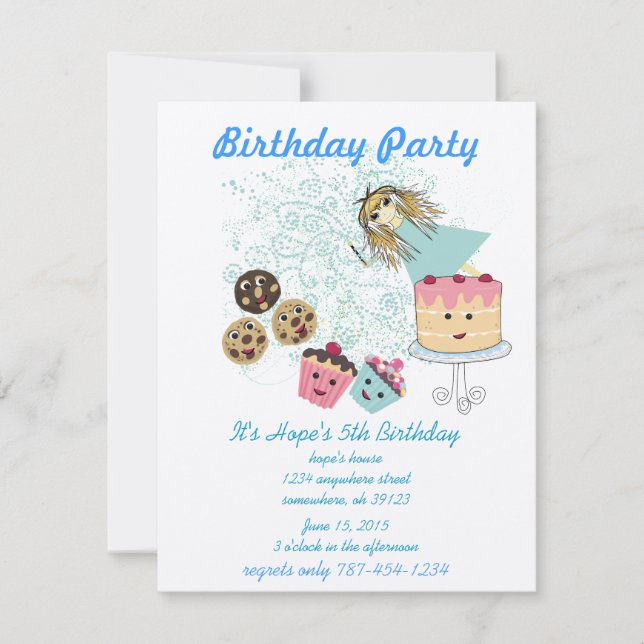 Fiesta de cumpleaños de invitación de Anime Magica (Anverso)