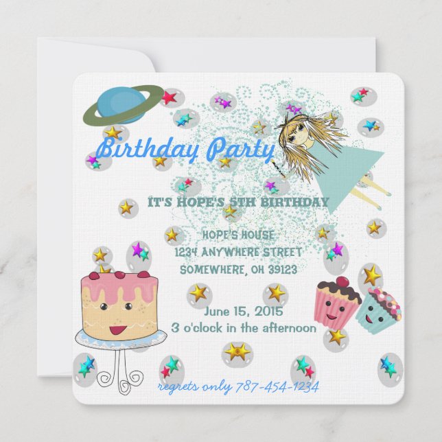 Fiesta de cumpleaños de invitación de Anime Magica (Anverso)